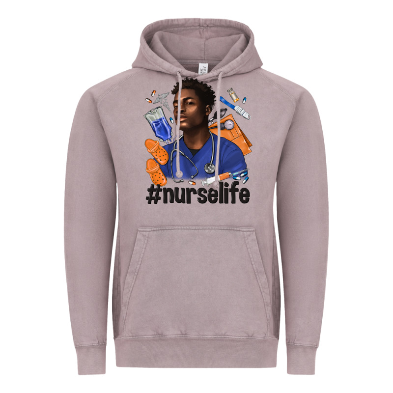 Afro Man Nurse Life Vintage Hoodie by texasbilliewilder | Teevron