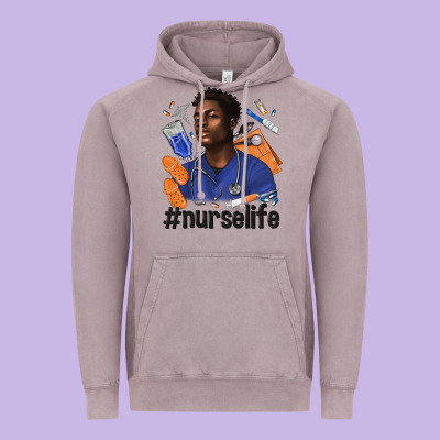 Afro Man Nurse Life Vintage Hoodie Designed By Texasbilliewilder