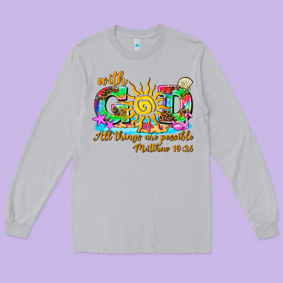 With God All Things Are Possible Summer Long Sleeve Tee Designed By Adodesignshop