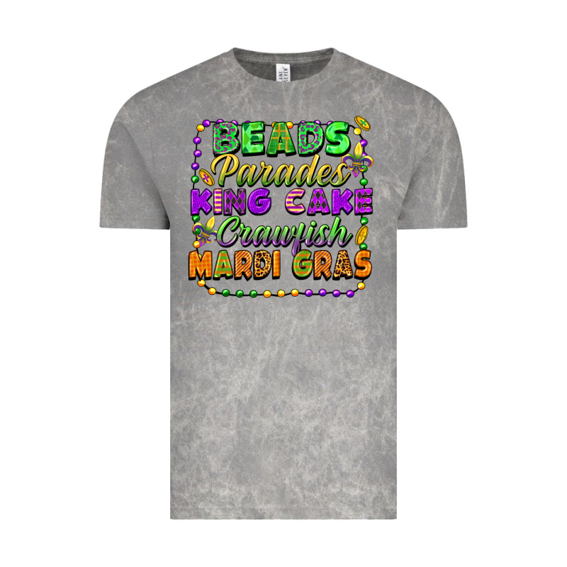 Beads Parades King Cake Crawfish Mardi Gras Vintage Tee by FaDigitalArtStudio | Teevron