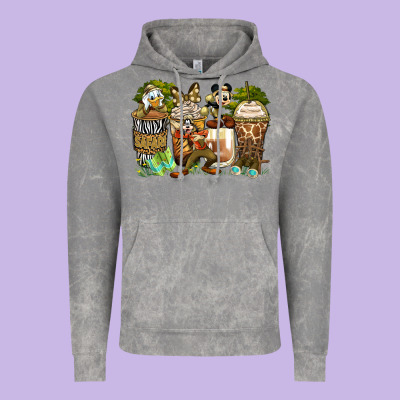 Safari Cartoon Characters Coffee Cups Vintage Hoodie Designed By Zillion Design Studio
