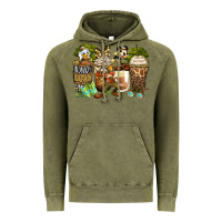 Vintage Olive safari cartoon characters coffee cups Vintage Hoodie - Zillion Design Studio