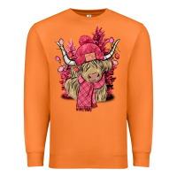 Carrot pink winter long haired cow Premium Sweatshirt - NancyCooperArtShop