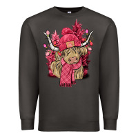 Smoke pink winter long haired cow Premium Sweatshirt - NancyCooperArtShop