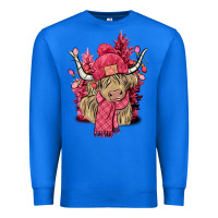 True Royal pink winter long haired cow Premium Sweatshirt - NancyCooperArtShop