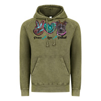 Vintage Olive peace love pitbull Vintage Hoodie - RanaPortraitStore