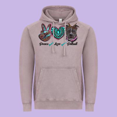 Peace Love Pitbull Vintage Hoodie Designed By Ranaportraitstore