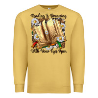 Antique Gold reading is dreaming with your eyes open Premium Sweatshirt - NancyCooperArtShop