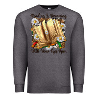 Charcoal Heather reading is dreaming with your eyes open Premium Sweatshirt - NancyCooperArtShop