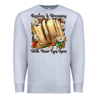 Heather Grey reading is dreaming with your eyes open Premium Sweatshirt - NancyCooperArtShop