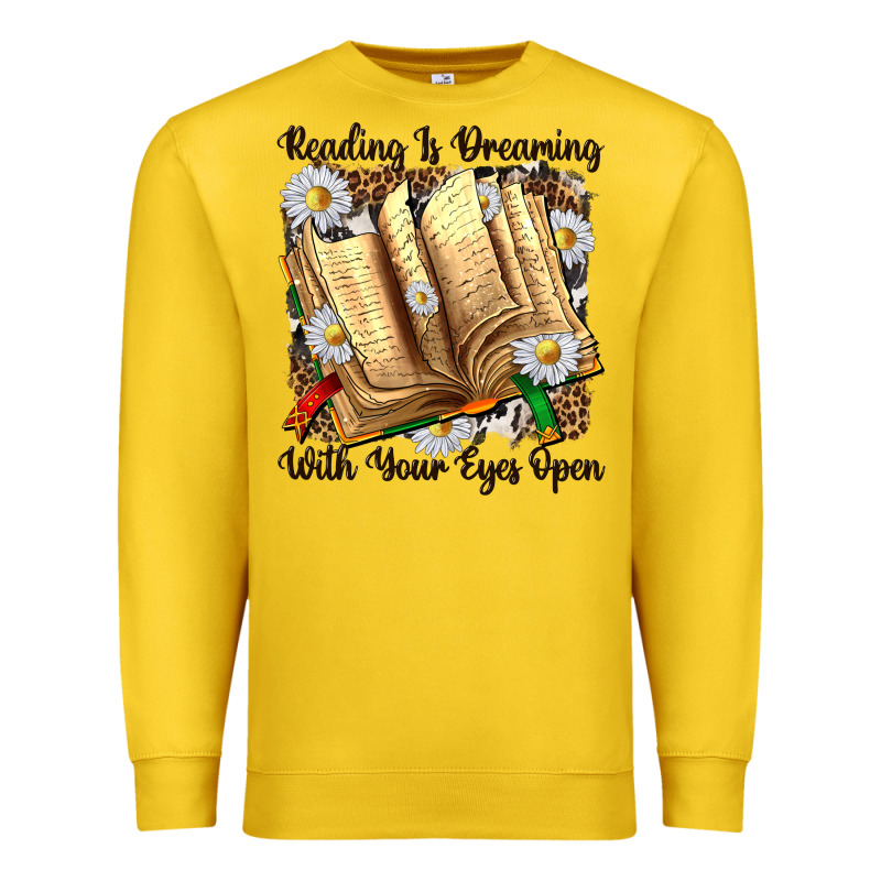 Reading Is Dreaming With Your Eyes Open Premium Sweatshirt by NancyCooperArtShop | Teevron