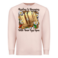 Pale Pink reading is dreaming with your eyes open Premium Sweatshirt - NancyCooperArtShop