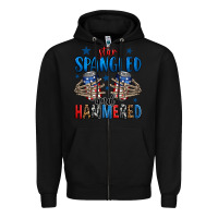 Black star spangled and hammered skeleton hand Zipper Hoodie - Jasminsmagicworld