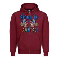 Burgundy star spangled and hammered skeleton hand Zipper Hoodie - Jasminsmagicworld