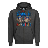 Charcoal Heather star spangled and hammered skeleton hand Zipper Hoodie - Jasminsmagicworld