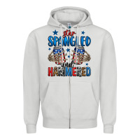 Dove Grey star spangled and hammered skeleton hand Zipper Hoodie - Jasminsmagicworld
