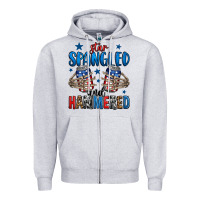 Heather Grey star spangled and hammered skeleton hand Zipper Hoodie - Jasminsmagicworld
