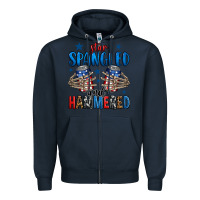 Navy star spangled and hammered skeleton hand Zipper Hoodie - Jasminsmagicworld