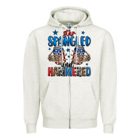 Oatmeal Heather star spangled and hammered skeleton hand Zipper Hoodie - Jasminsmagicworld
