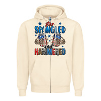 Star Spangled And Hammered Skeleton Hand Zipper Hoodie | Teevron