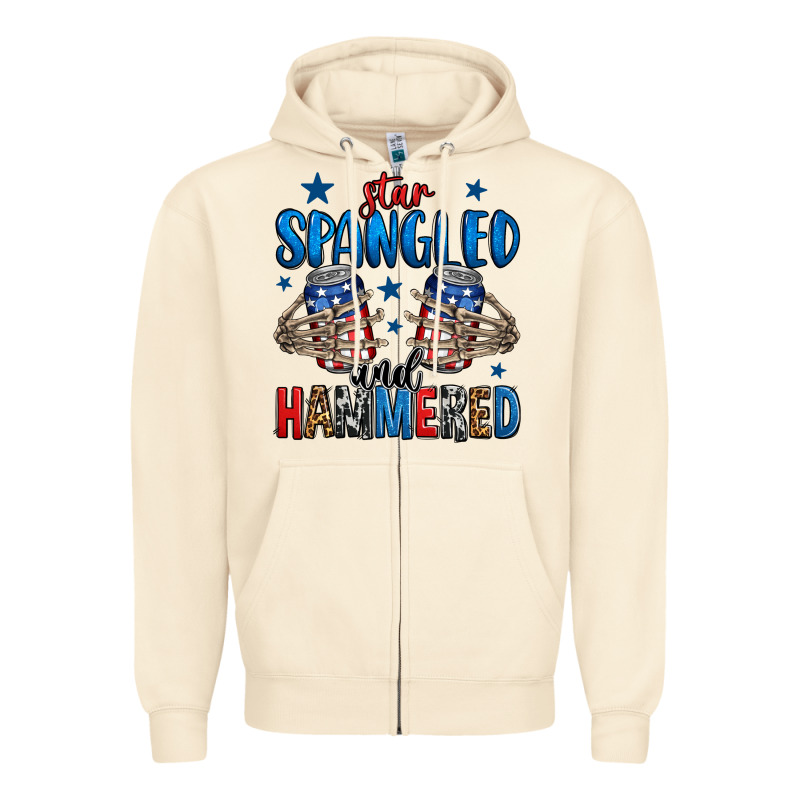 Star Spangled And Hammered Skeleton Hand Zipper Hoodie by Jasminsmagicworld | Teevron
