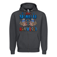 Smoke star spangled and hammered skeleton hand Zipper Hoodie - Jasminsmagicworld