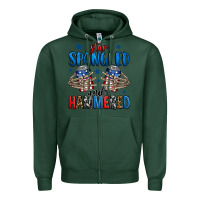 Sports Green star spangled and hammered skeleton hand Zipper Hoodie - Jasminsmagicworld