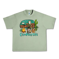 Oil Green camping life caravan and gnome Urban Heavy Tee - BarkalooDesign