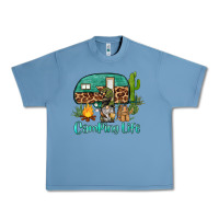 Pebble Blue camping life caravan and gnome Urban Heavy Tee - BarkalooDesign