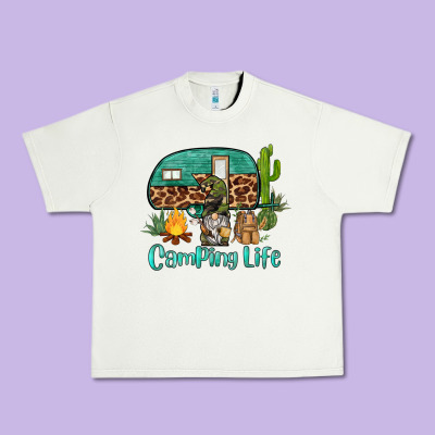 Camping Life Caravan And Gnome Urban Heavy Tee Designed By Barkaloodesign