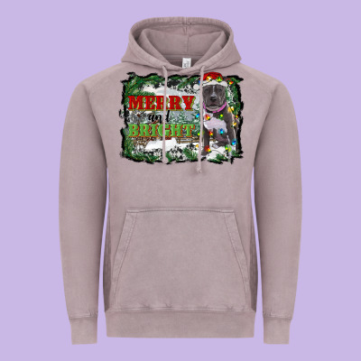 Merry And Bright Pitbull With Farm Vintage Hoodie Designed By Ranaportraitstore