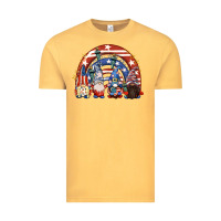 Vintage Mustard 4th of July rainbow with gnomes Vintage Tee - CowGirlArtShop