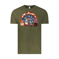 Vintage Olive 4th of July rainbow with gnomes Vintage Tee - CowGirlArtShop