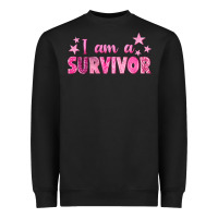 Black I Am a Survivor Breast Cancer Heavyweight Sweatshirt - texasbilliewilder