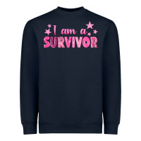 Navy I Am a Survivor Breast Cancer Heavyweight Sweatshirt - texasbilliewilder