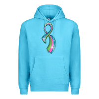 Ocean Blue metastatic breast cancer ribbon Premium Hoodie - LillyAllenDesigns