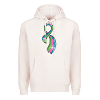 Pale Pink metastatic breast cancer ribbon Premium Hoodie - LillyAllenDesigns