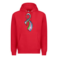 Red metastatic breast cancer ribbon Premium Hoodie - LillyAllenDesigns