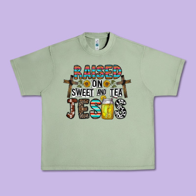 Raised On Sweet And Tea Jesus Urban Heavy Tee Designed By Cowhidedigitalart