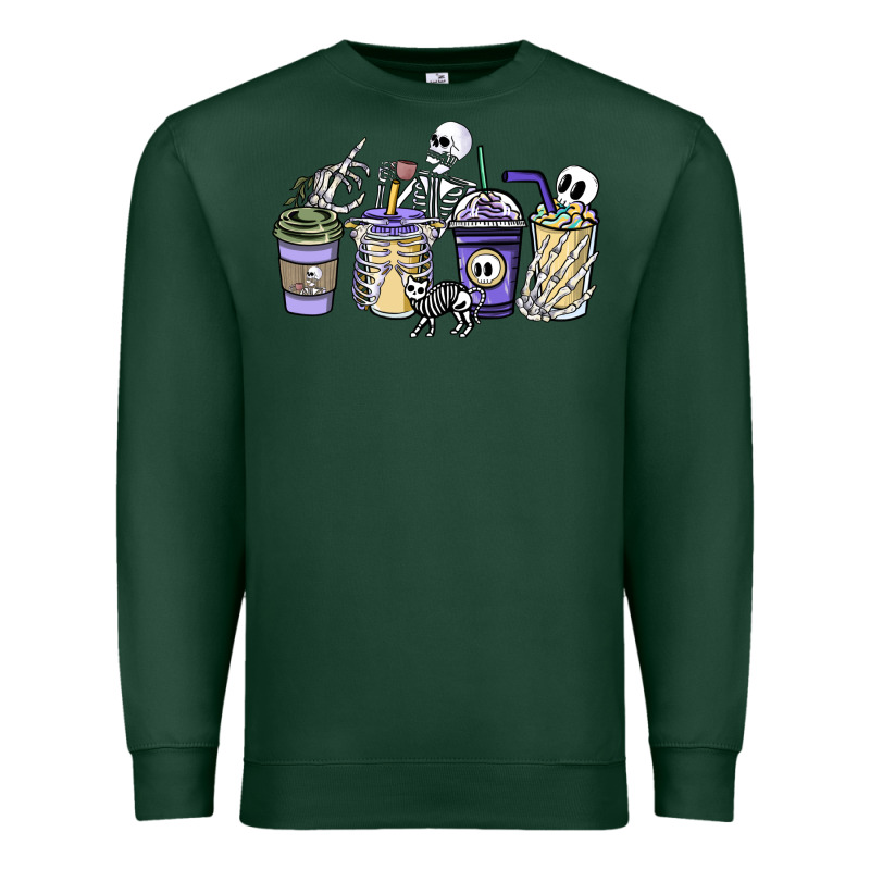 Skeleton Coffee Cups Premium Sweatshirt by NancyCooperArtShop | Teevron