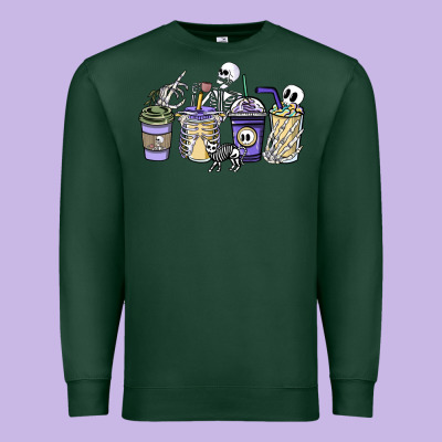Skeleton Coffee Cups Premium Sweatshirt Designed By Nancycooperartshop