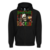 Black jingle bell rockin skeleton christmas Zipper Hoodie - Jasminsmagicworld