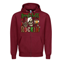Burgundy jingle bell rockin skeleton christmas Zipper Hoodie - Jasminsmagicworld