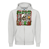 Dove Grey jingle bell rockin skeleton christmas Zipper Hoodie - Jasminsmagicworld