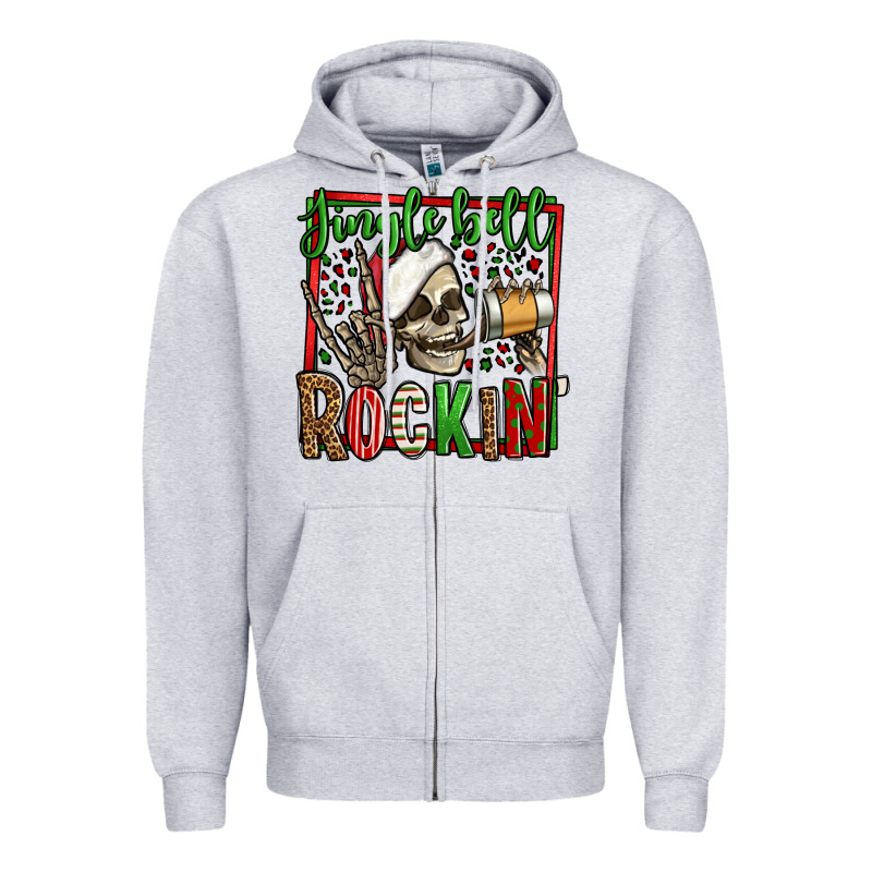 Jingle Bell Rockin Skeleton Christmas Zipper Hoodie by Jasminsmagicworld | Teevron