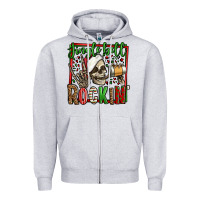 Heather Grey jingle bell rockin skeleton christmas Zipper Hoodie - Jasminsmagicworld