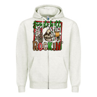 Oatmeal Heather jingle bell rockin skeleton christmas Zipper Hoodie - Jasminsmagicworld