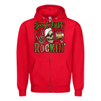 Red jingle bell rockin skeleton christmas Zipper Hoodie - Jasminsmagicworld