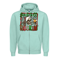 Seafoam jingle bell rockin skeleton christmas Zipper Hoodie - Jasminsmagicworld