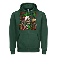 Sports Green jingle bell rockin skeleton christmas Zipper Hoodie - Jasminsmagicworld